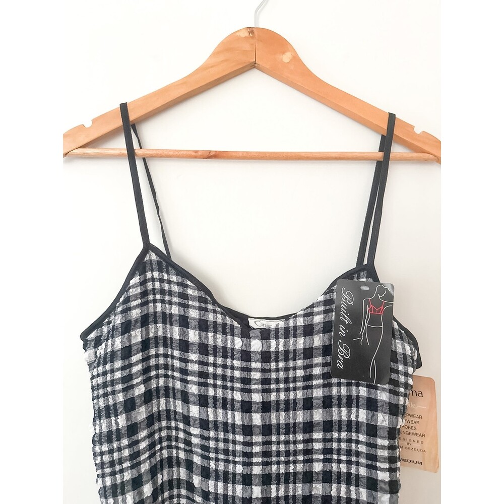 Vintage Deadstock Cinema Etoile Gingham Shelf Bra Cami M Y2K Coquette Balletcore - Picture 2 of 7